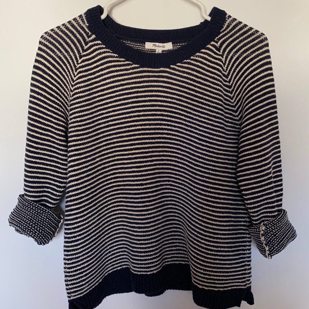 Madewell Navy Blue & Cream Striped Sweater